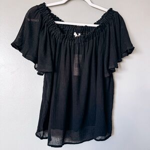 Eberjey Black Sheer Matching Top and Shorts Set Size Small